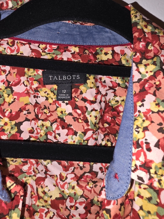 Talbots Tops - Women's Talbots Floral Button Up Shirt In Coral Red & Yellow Size 12